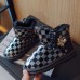 Girls Fashion Plaid Print Butterfly Snow Boots Thickened Fleece Boots