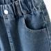 【3Y-12Y】Girls Fashion Star Embroidered Blue Jeans