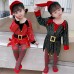 【12M-10Y】Girl Cute Christmas-themed Sequined Irregular Dress Including Santa Hat And Socks