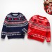 【2Y-8Y】Unisex Christmas Keep Warm Elk Snowflake Jacquard Colorblock Round Neck Sweater