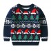 【2Y-8Y】Boy Keep Warm Christmas Tree Santa Hat Snowflakes Jacquard Colorblock Round Neck Sweater