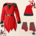 【12M-10Y】Girl Cute Christmas-themed Sequined Irregular Dress Including Santa Hat And Socks