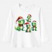 【12M-9Y】Unisex Kid Cotton Stain Resistant Christmas Dinosaurs Print Long Sleeve Tee