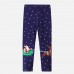 【18M-7Y】Girls Navy Blue Christmas Embroidered Leggings